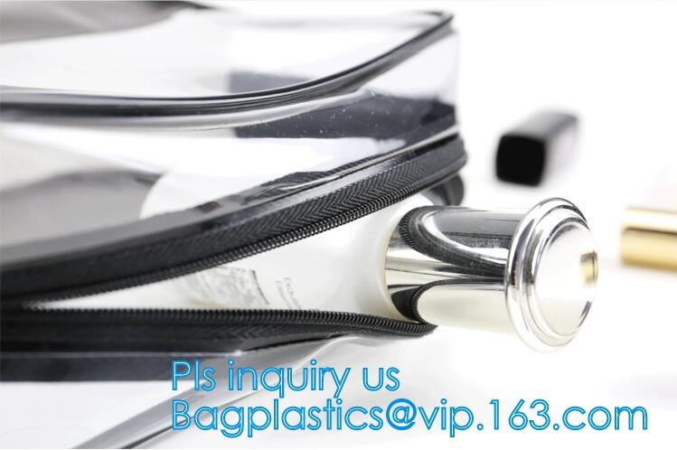 Travel Wash Bag Holder Zipper Pouch Large Hand Bag PVC Makeup Clear Cosmetic Bag, zipper transparent plastic pvc makeup