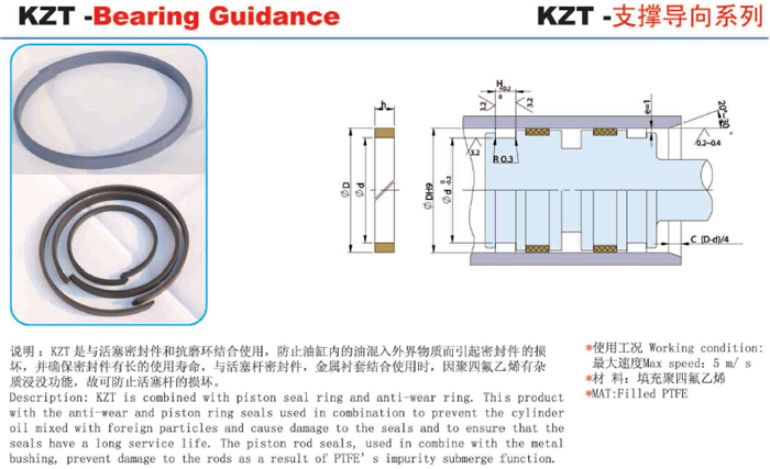Wear Resistant Cylinder Wear Ring Guide Seals Bronze Filled PTFE