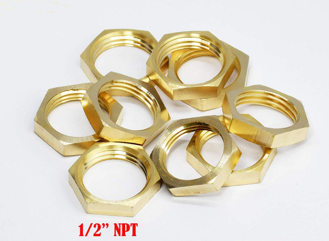 ANSI 1/2inch NPT Lead Free Brass Fittings Brass Hex Nut OEM Services