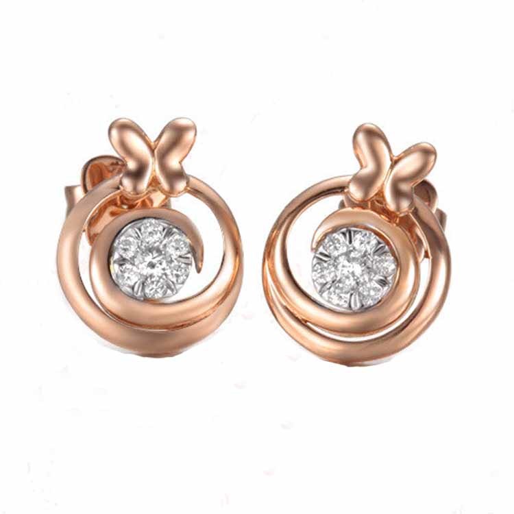 Fashion 18K Rose Gold Daimonds Stud Earrings for Women Gift (GDE009)
