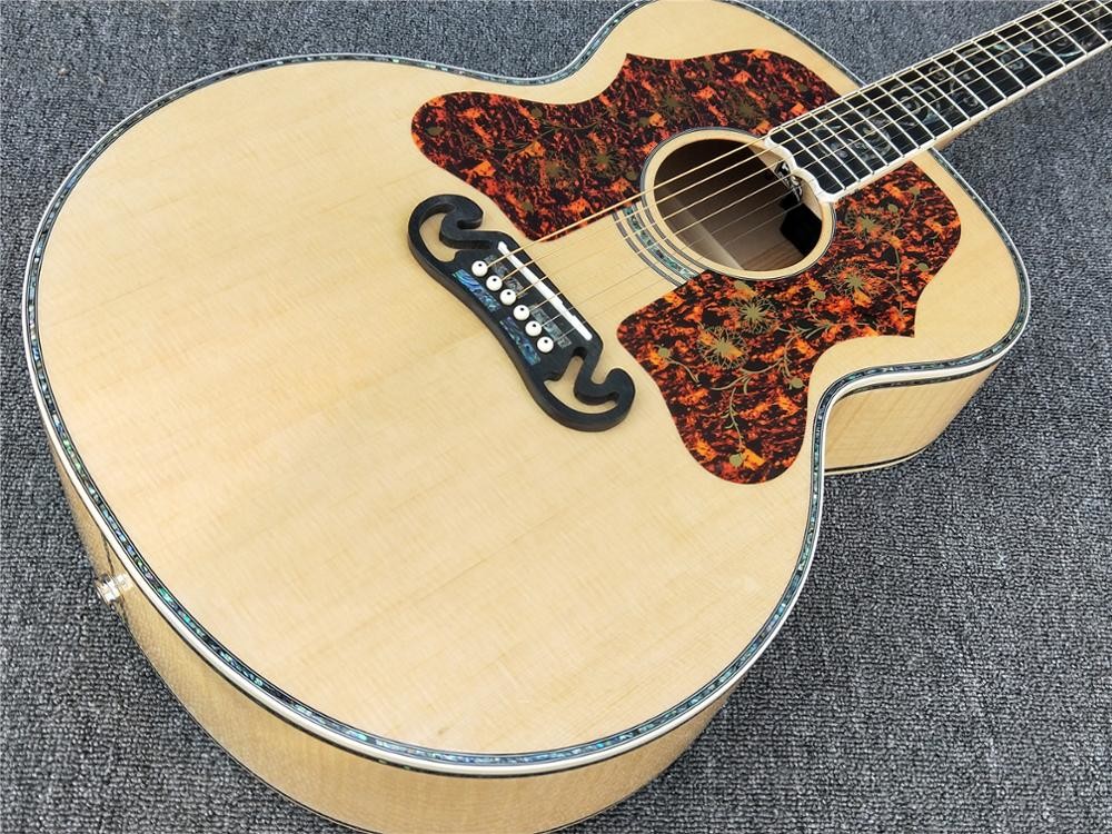 Abalone inlays 43 ' G200 classical acoustic Guitar,Ebony fret board,Solid spruce top,Tiger Flame Maple back G200 acousti