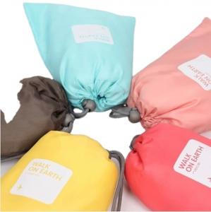 China Folded Polyester Fabric Drawstring Bag Mini Gift Pouch Shoes Pocket Storage Pouch on sale
