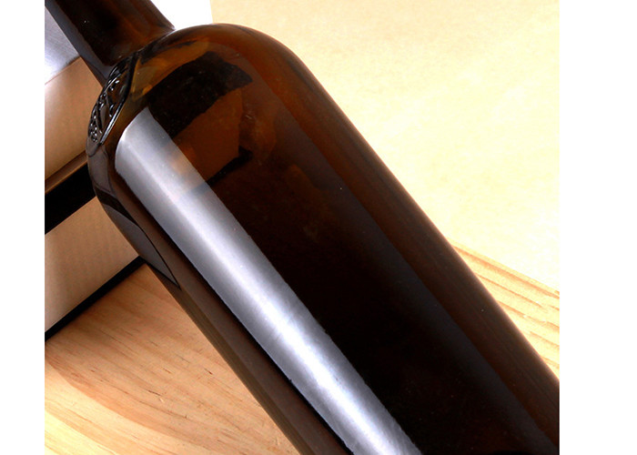 Elegant Amber Empty Glass Wine Bottles Custom Logo Round Shape