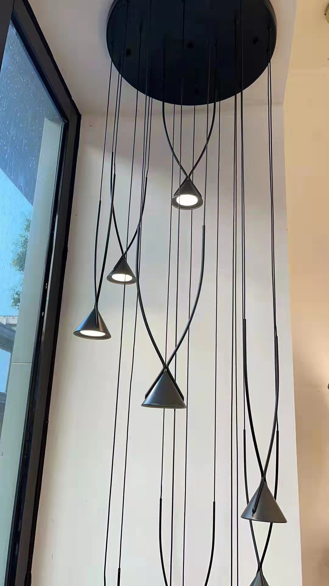 Modern Indoor Dining Room Black Pendant Restaurant Showroom Ceiling LED Chandelier
