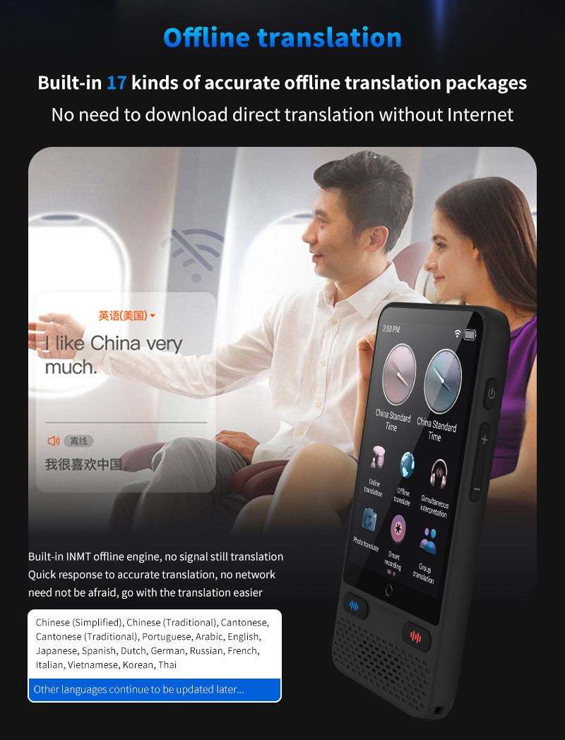 Portable Audio Instant Voice Translator Break Down Language Barriers Custom