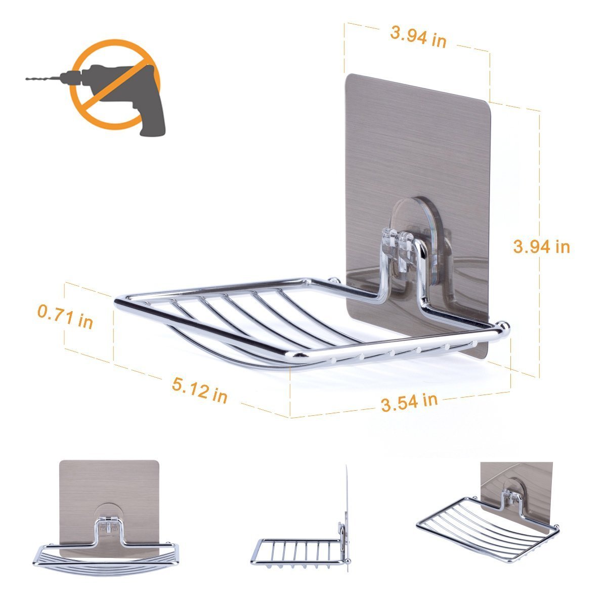 Chrome Bathroom Soap Holder High End Suction Cup Soap Dish Wall Mount
