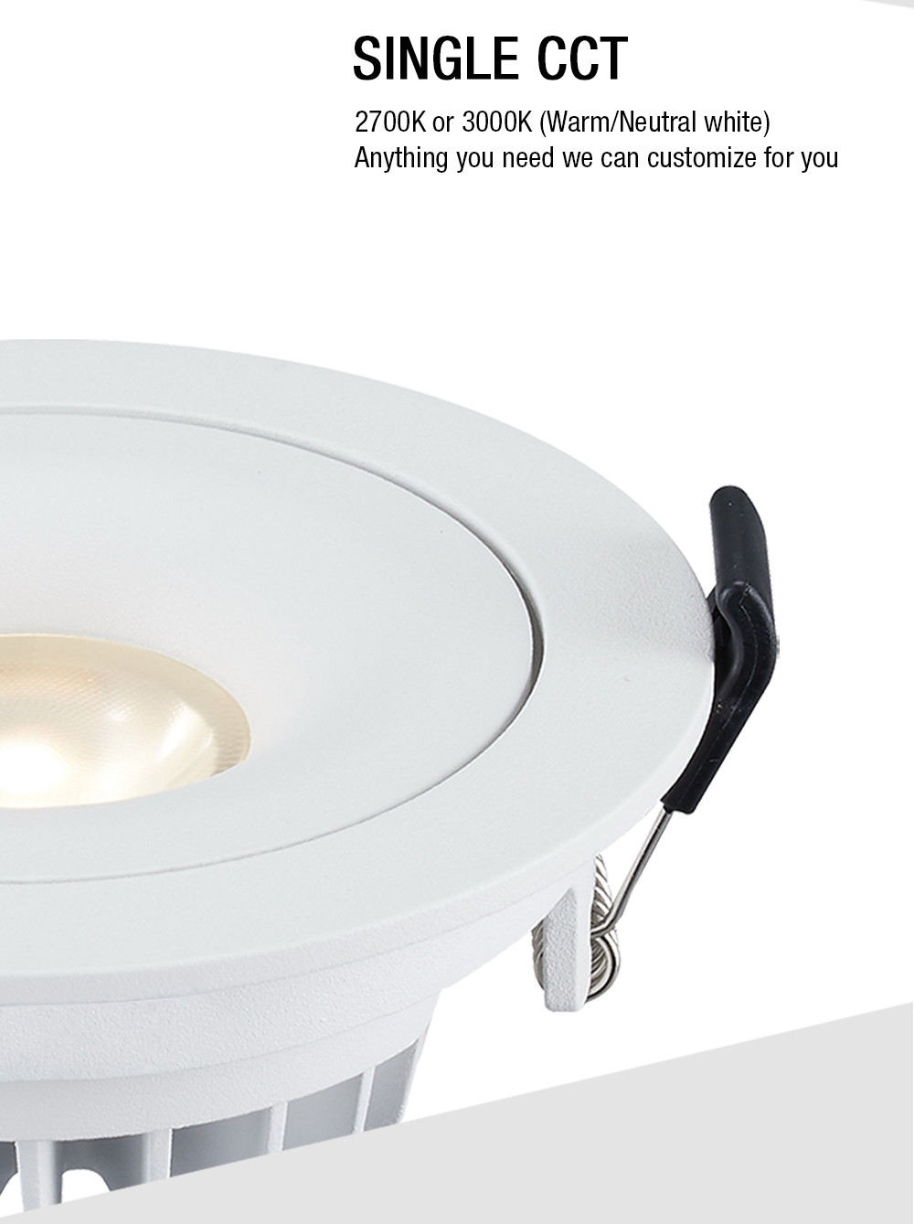 9W Aluminum COB Dimmable LED Downlights Tiltable IP54 Cutout 83mm