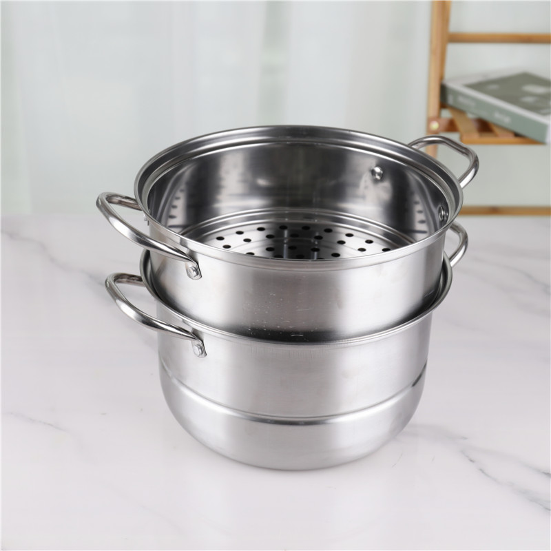 Restaurants Two Layer Stainless Steel Soup Pot Multi Layer With Glass Lid