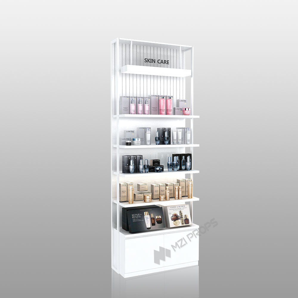 ZhMS-V10 T-Column with Adjustable Rods Skincare Display Cabinet for Airports