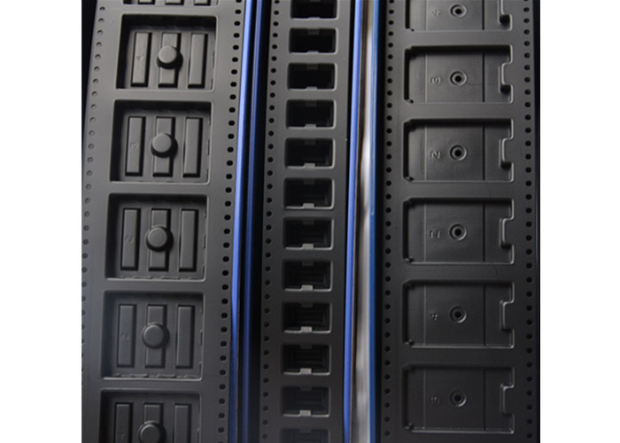 Black Color SMT Embossed Carrier Tapes , SMD LED Chip Plastic Reel Customized