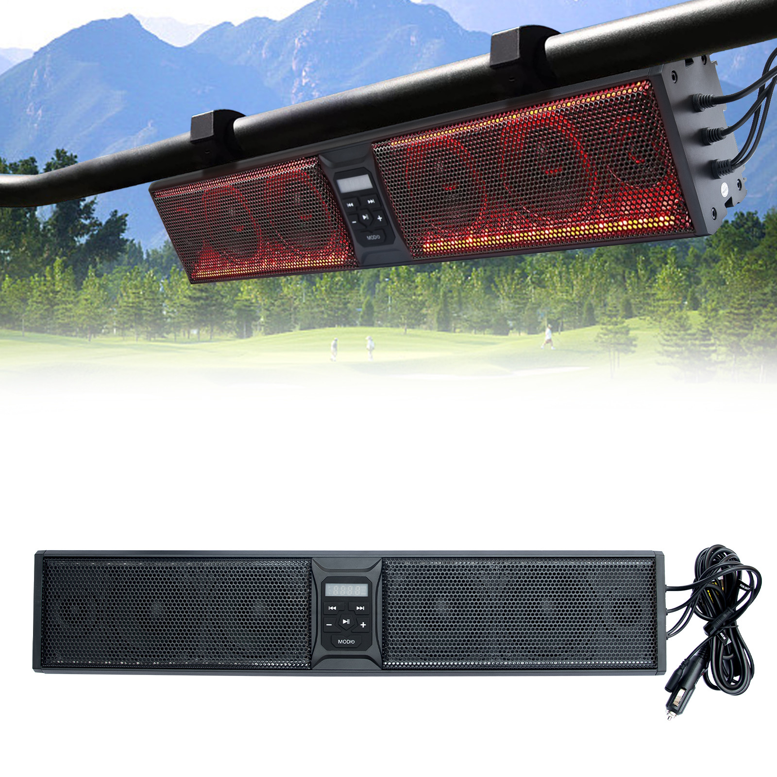 Sound Bar 26" Golf Cart Bluetooth Speaker Multicolor Illumination For ATV/UTV