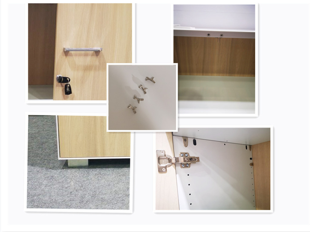 4.2mm Slim Edge Steel Wood Combined Swing Door Cabinets 2 Adjustable Shelves