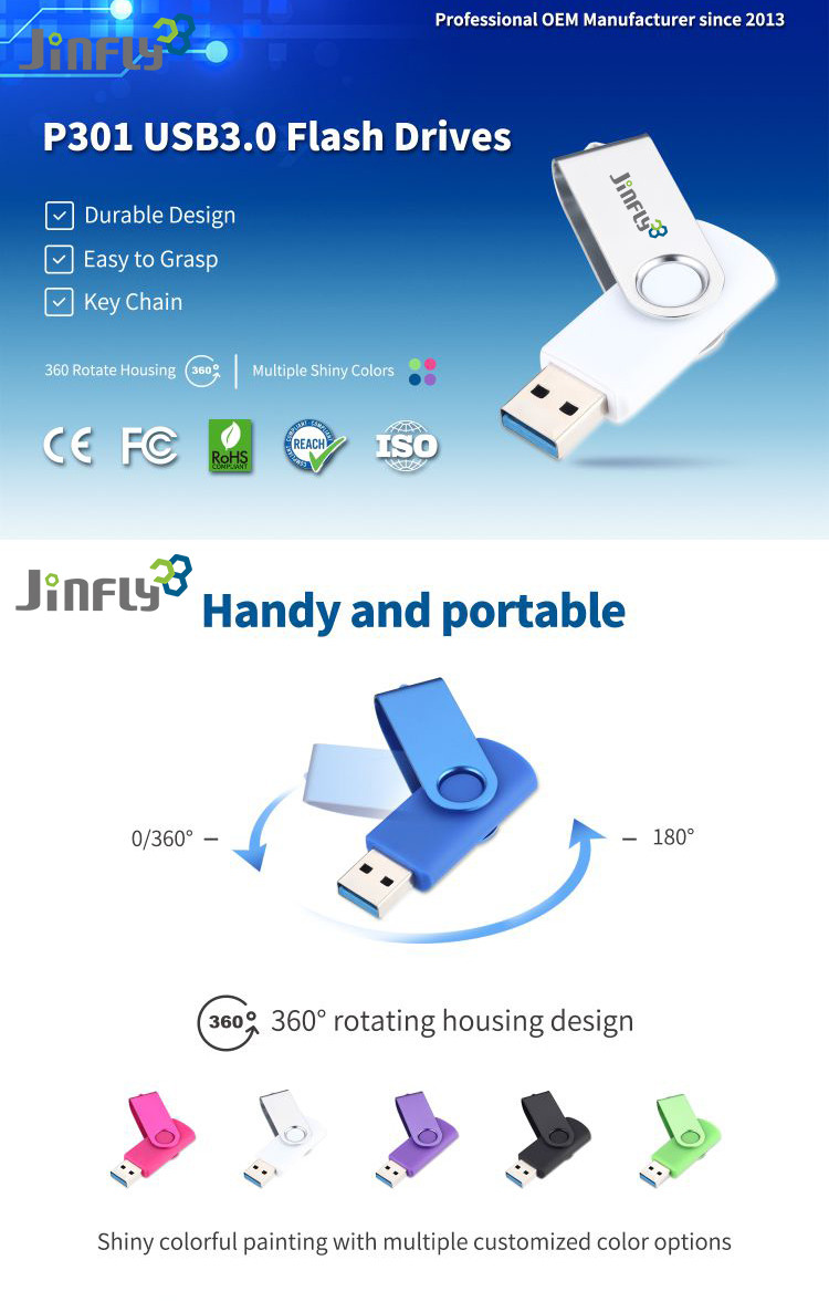 360 Degree Rotating Swivel USB Flash Disk , 64gb 128Gb USB Flash Drive