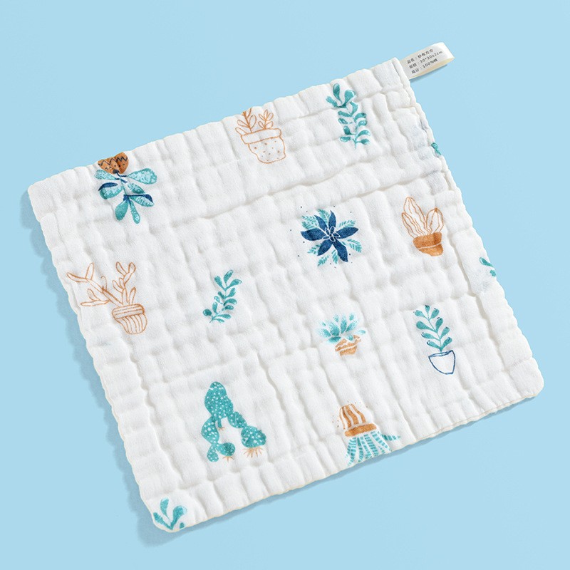 Customized Organic Cotton Muslin Baby Towels Burp Cloth 30x30cm 25x50cm in White