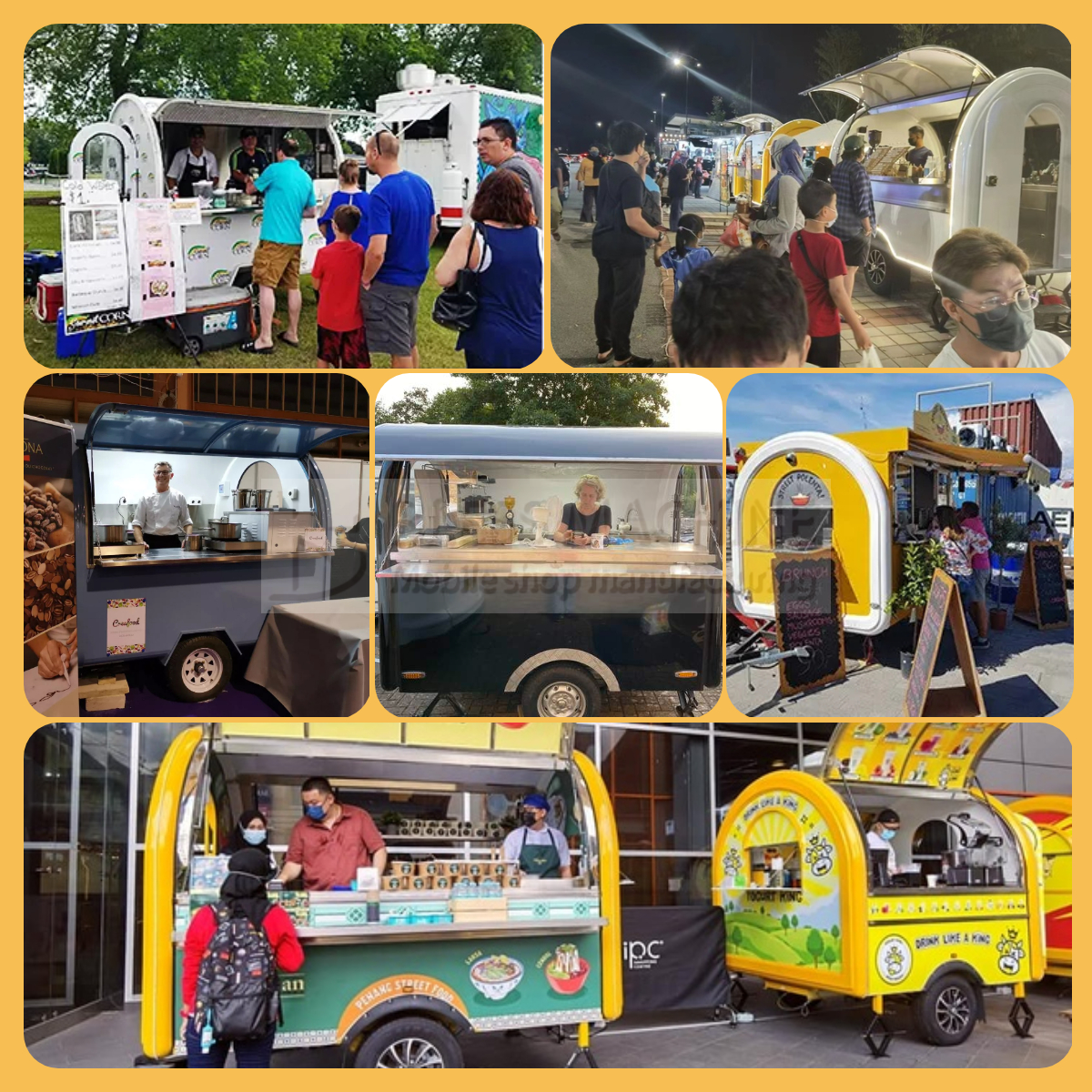 Outlet Mobile Fast Food Cart for Snacks Beverages Ice Cream Coffee Milk Tea and Fruit Juice
