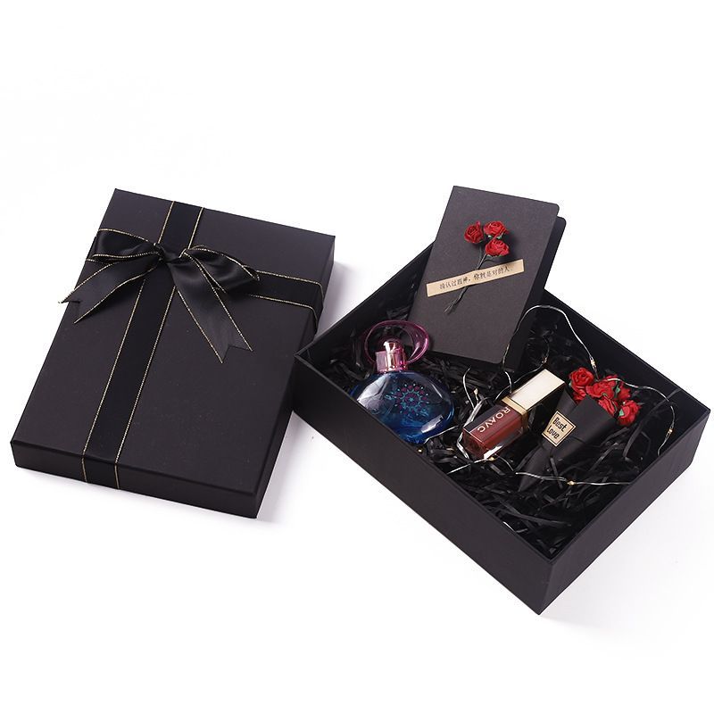 Ribbon Bow Tie Lid and Base Carton Box, Luxury Gift Paper Packaging Boxes