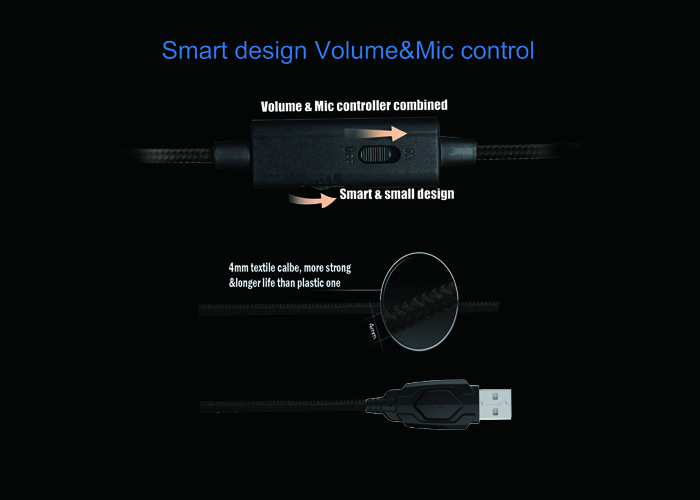 Steel headband USB Jack Gaming Headset Detachable Microphone For Pc