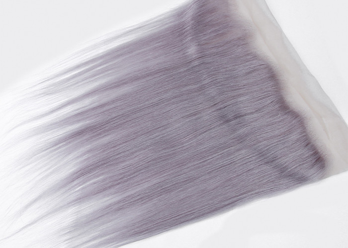 Purple Grey Human Hair Lace Frontal Straight Pre - Plucked Lace No Chemical