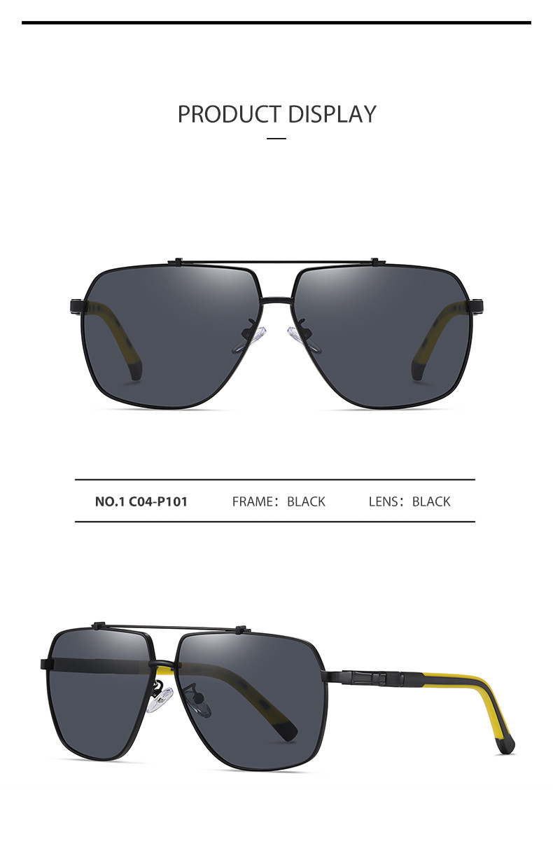 Two Color Metal Frame Sunglasses Large UV400 Protection Anti Glare