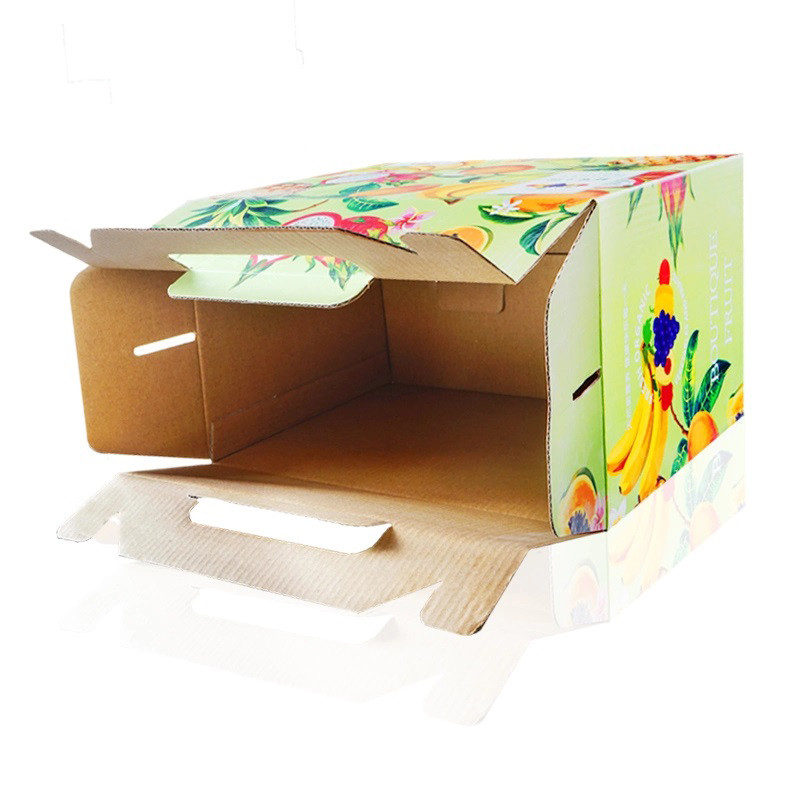 OEM ODM Logo Triple Wall Corrugated Boxes With Handle Fruit Packing