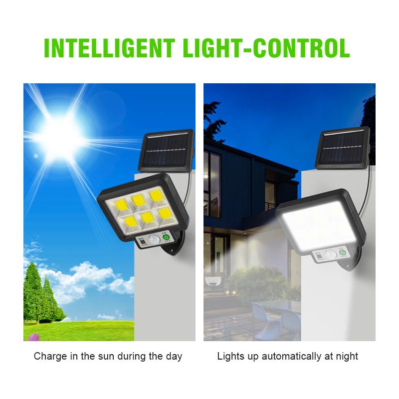 6500K 5m Induction Outdoor LED Lawn Light 72COB Solar Led Wall Light