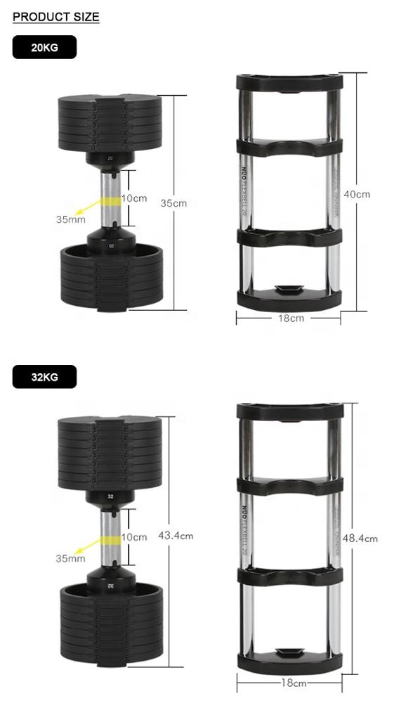 20KG 32Kg Free Weight Training Gym Weights Set Adjustable Weight Dumbbells