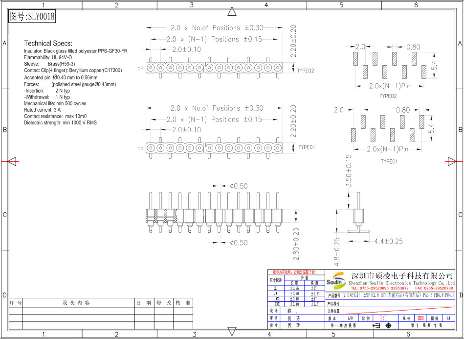Black PCB 40 Pin Right Angle Header 2.0mm Pitch Single Row