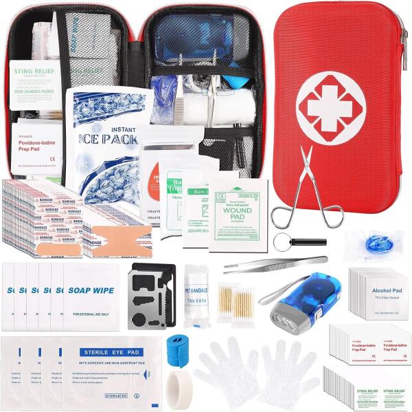 Essential Emergency Trauma Medical Supplies Packed Red Waterproof Box, Perfect