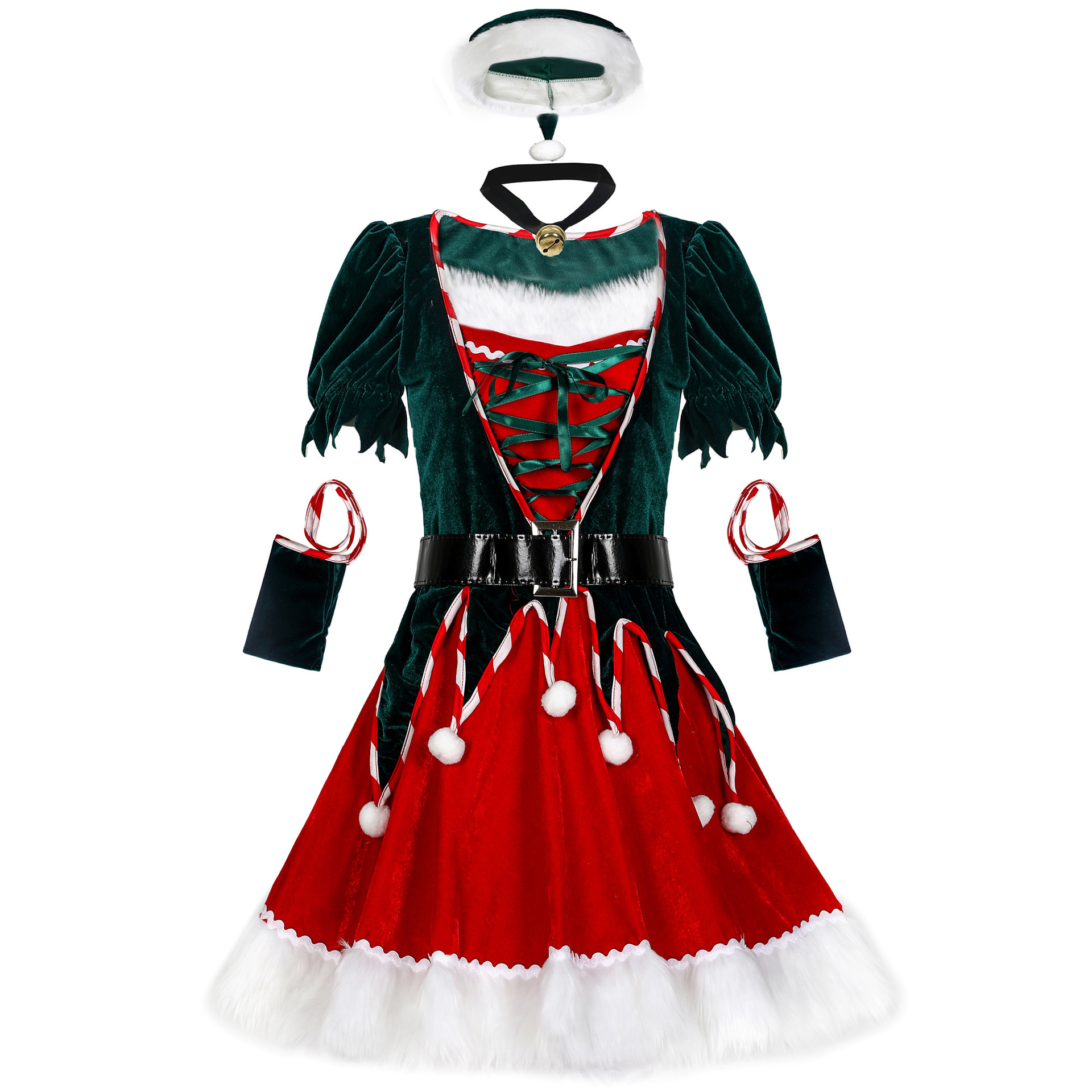 Women's Holiday Party Stage Show Dress and Cosplay Set for Christmas Performance