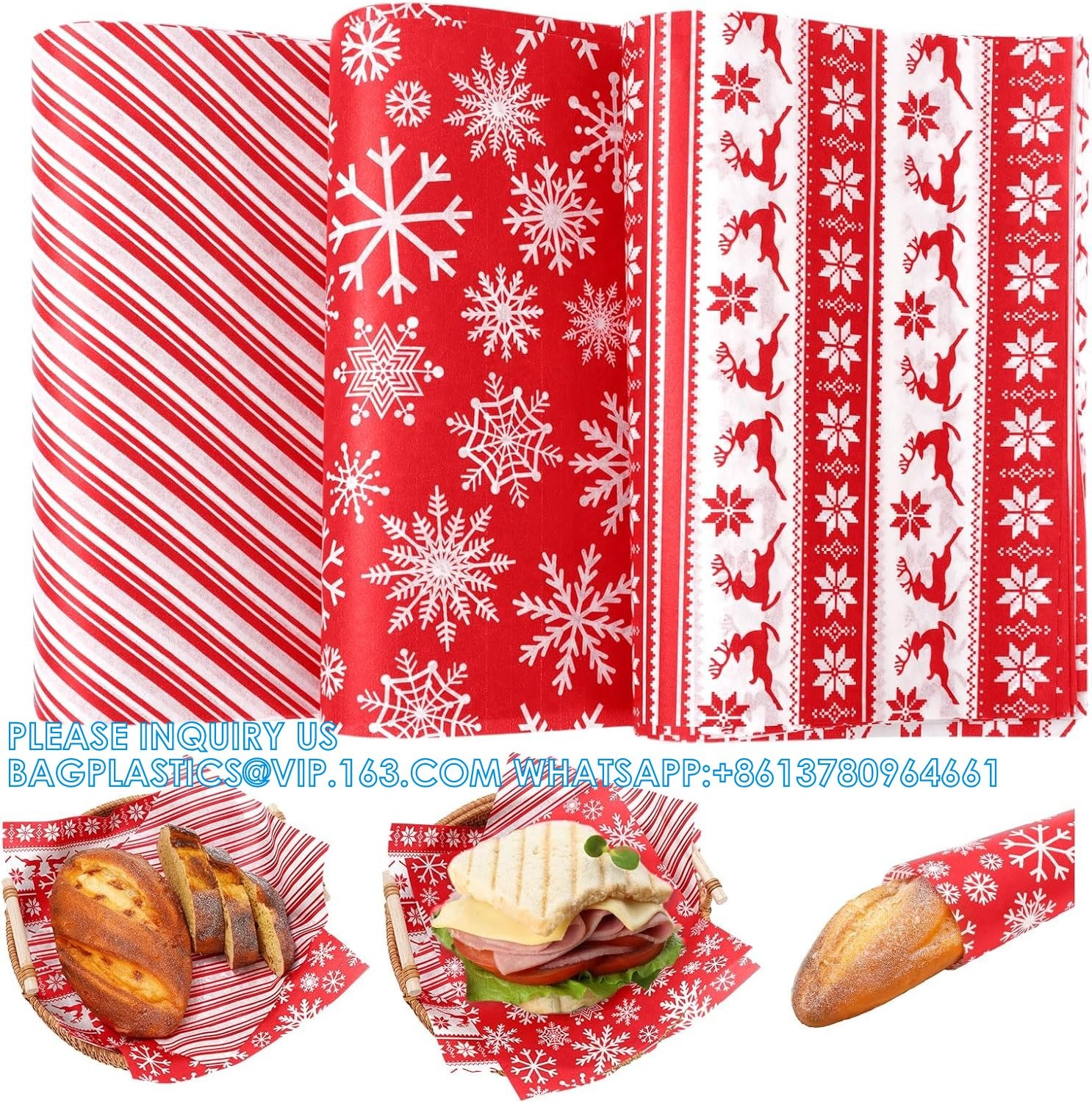 White Waxed Deli Paper Sheets 12 * 12 Inch, Food Basket Liners For Sandwiches, Burgers, Grease Proof Liners