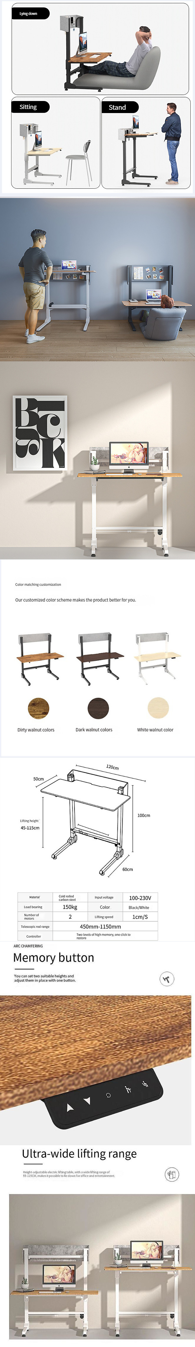 Office Furniture Pneumatic Standing Lifting Desk for Height Adjustment in Kitchen