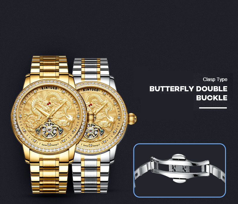 KINYUED Men Mechanical Watches Brand Luxury Men'S Automatic Tourbillon Wristwatches