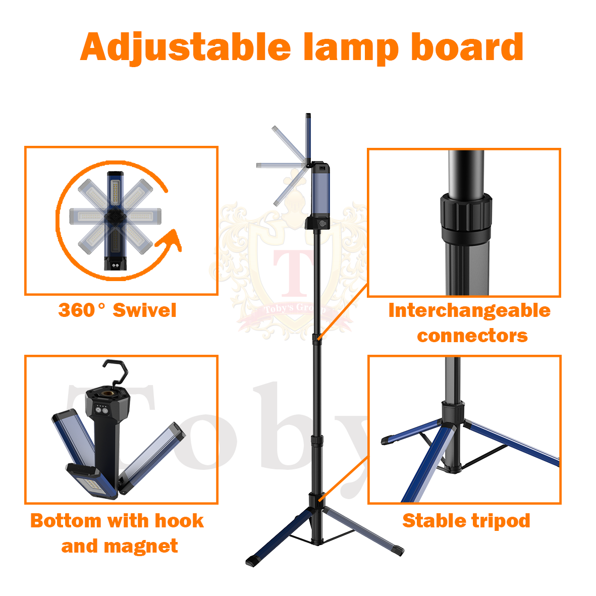 3 Heads Led Corded Light Tripod 2000mAh Rechargeable Work Light With Stand