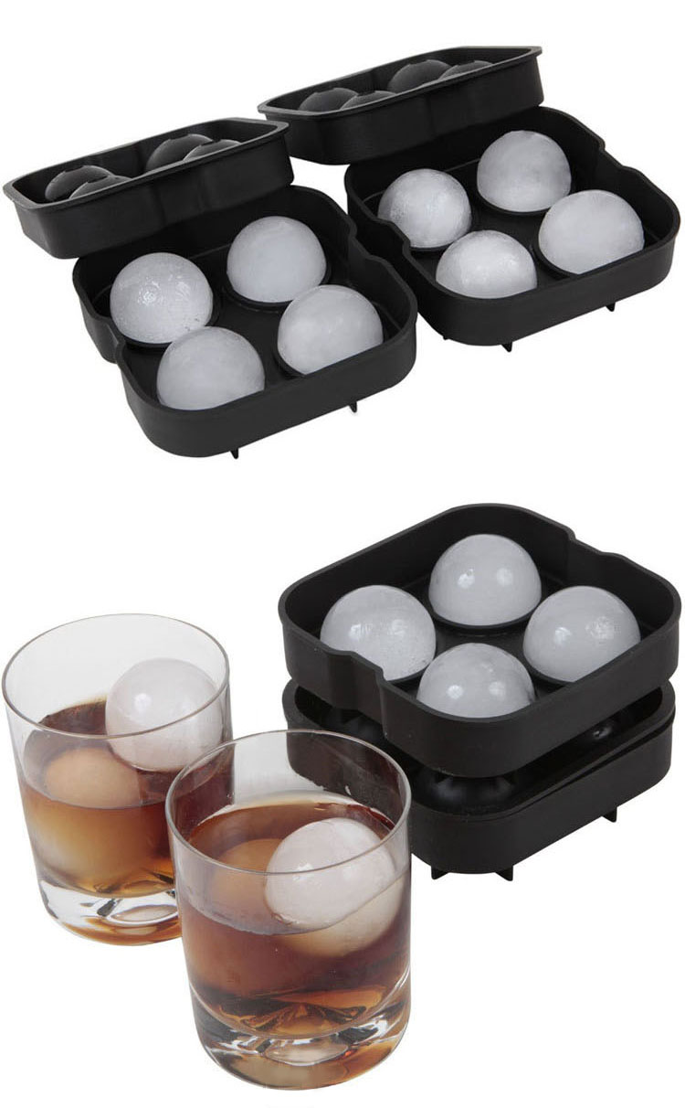4 Cavity Non Toxic Silicone Spherical Ice Cube Maker
