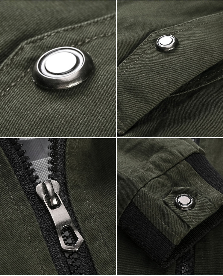 Windcheater Giacca Cotton Thin Fall Top Abrigos Hombre Utility Long Sleeve Oversize Solid Color Jacket with Zipper