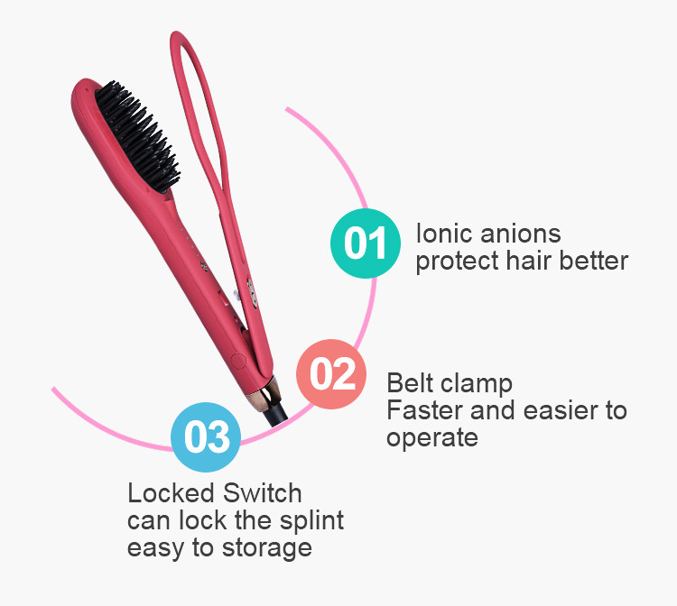 Electric Hair Straightener Brush Comb Plastic 45W For Home / Hotel