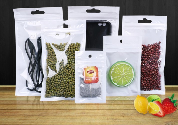 Custom Design Pearl Film Bag Different Size Zipper Plastic Sachet With Own Logo for electronic product packaging