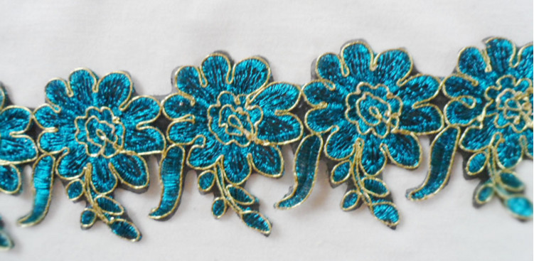Gold Wire Embrodery Lace Edge with Cord Embroidery Lace Trim