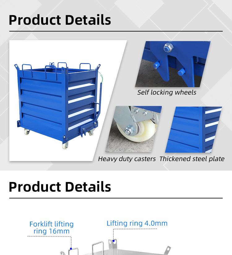 Heavy Duty Forklift Crane Attachment Waste Bin Container 1000L/H Dumping Capacity