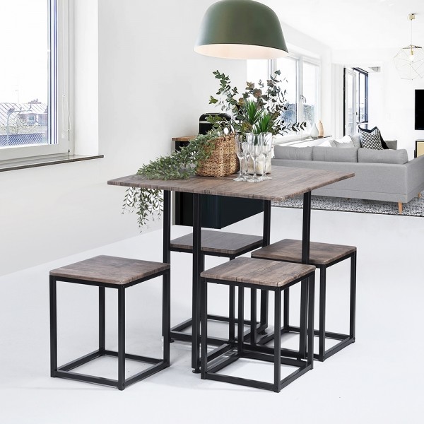 Black Oak Dining Room Set Wooden Table And Chairs For Bar Kitchen