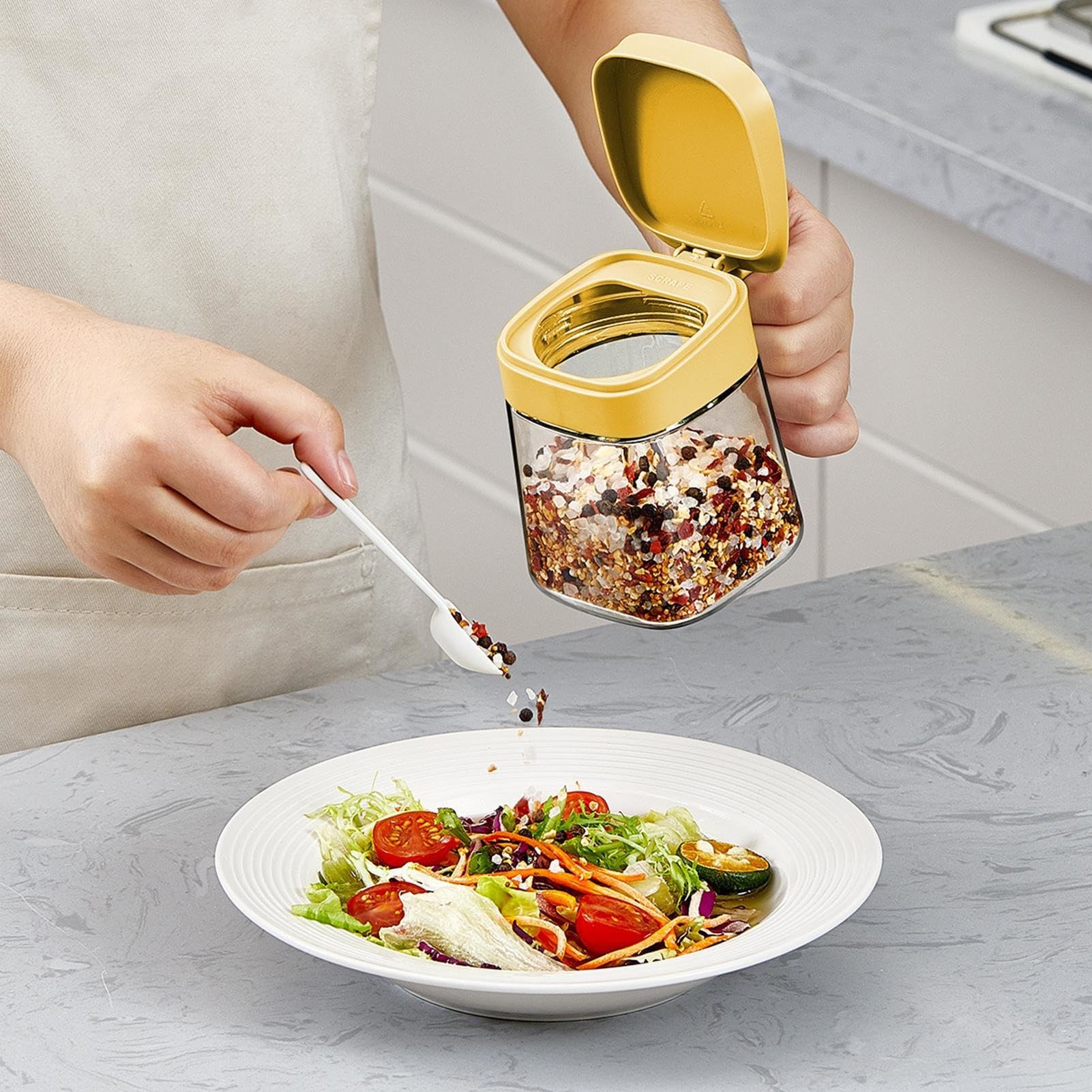 ‎10.9 Ounces Salt Sugar Pepper Spice Storage Containers Glass Seasoning Jar Set Leakproof