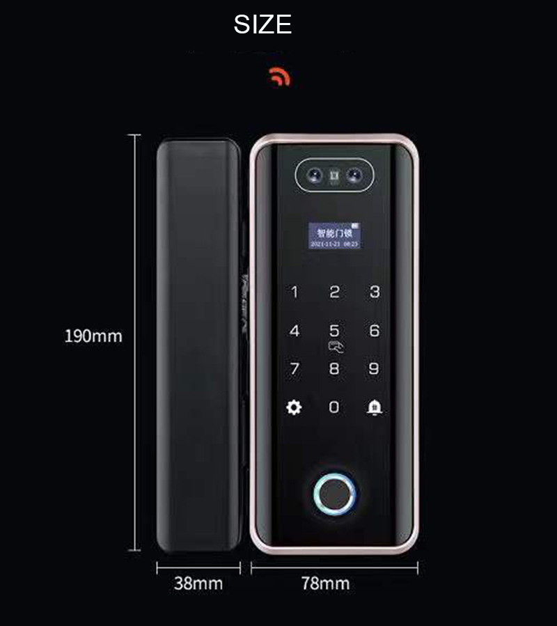 3D Face Recognition Electronic Glass Door Lock Fingerprint Password Lock