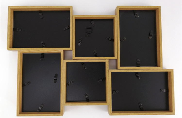 Decorative 6 Openings Wooden Photo Frames Plain Wall Hanging Collage Picture Frames