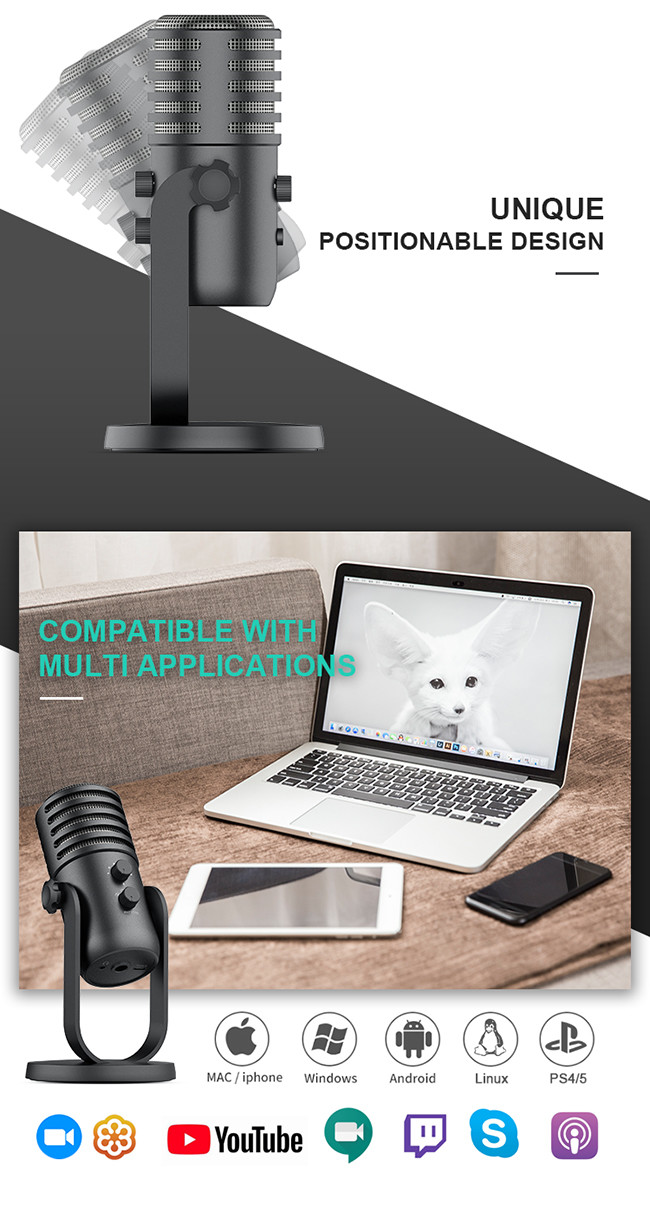 14mm Capsules Studio Sound Recording Microphone With Shockproof Mount