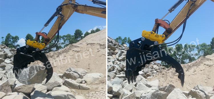 Stone Excavator Grapple Bucket Fixed Type Hydraulic Power High Strength Steel Grab
