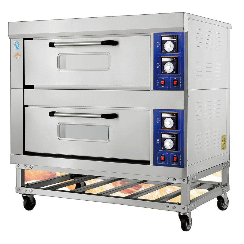 2 Decks 4 Trays Electric Far-Infrared Bakery Oven Stainless Steel Exterior Independent Chambers and Temperature Control