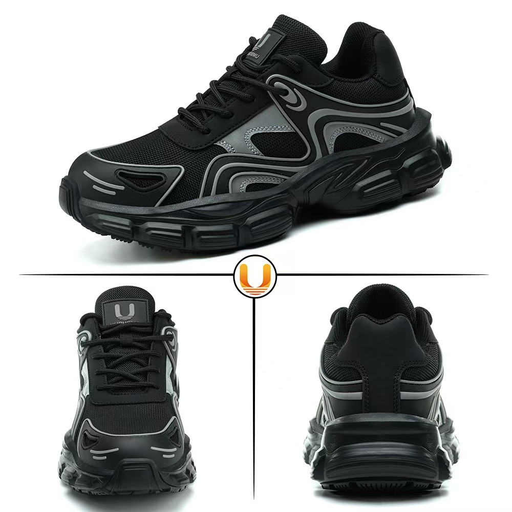 Fashionable Safety Shoes for Women Steel Toe Lightweight Shoes Black