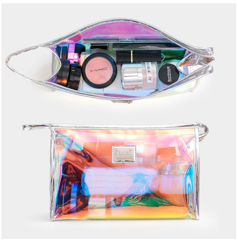 Fashionable Embroidery Logo Women Pvc Makeup Pouches