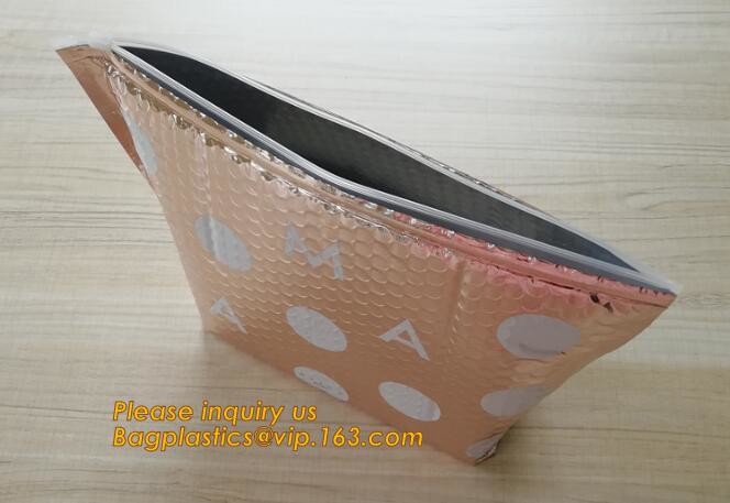 Holographic Factory Shiny gold Cosmetic bag Zipper Bubble Bag zip-lock Slider Padded Mailer metallic bubble zipper bagea