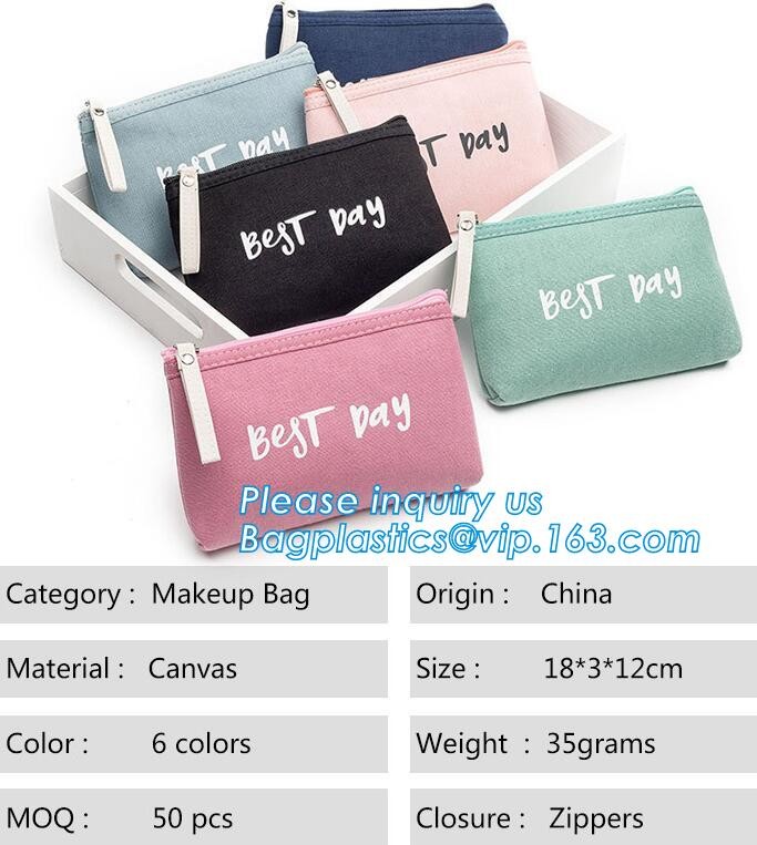 Professional Cosmetic Bag Canvas Zipper Pouch Wholesale, Private Label Makeup Bag, Canvas Bag with Zipper bagplastics